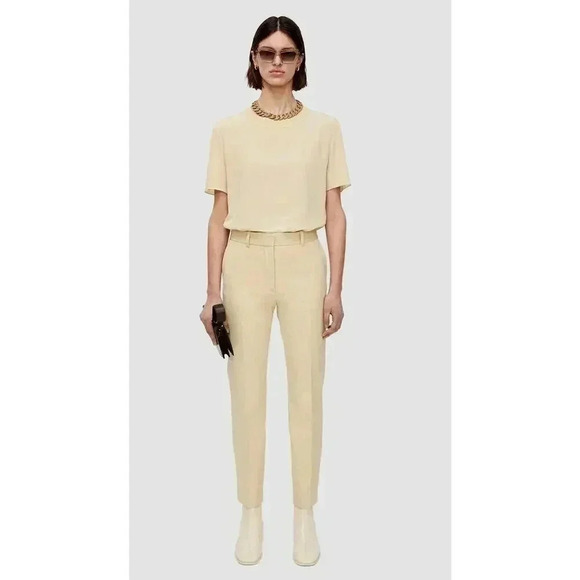 $435 Joseph High-Rise Slim Gabardine Trouser Pants in Tan Women’s Sz 4 U…